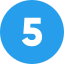 White number 5 digit inside a blue circle