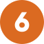 White digit number 6 inside and orange circle