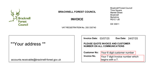 Invoice example showing two numbers highlighted on top right of the invoice.
