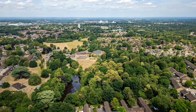 Ariel view of South Hill Park in Bracknell
