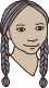 Illustration of a young girl with pigtails.
