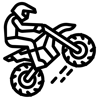An icon of a person riding a small motorbike.