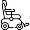 A simple icon of a powered wheelchair.