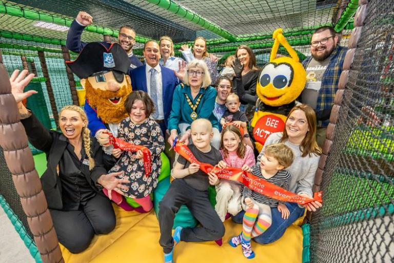 Ribbon cutting at the soft play area