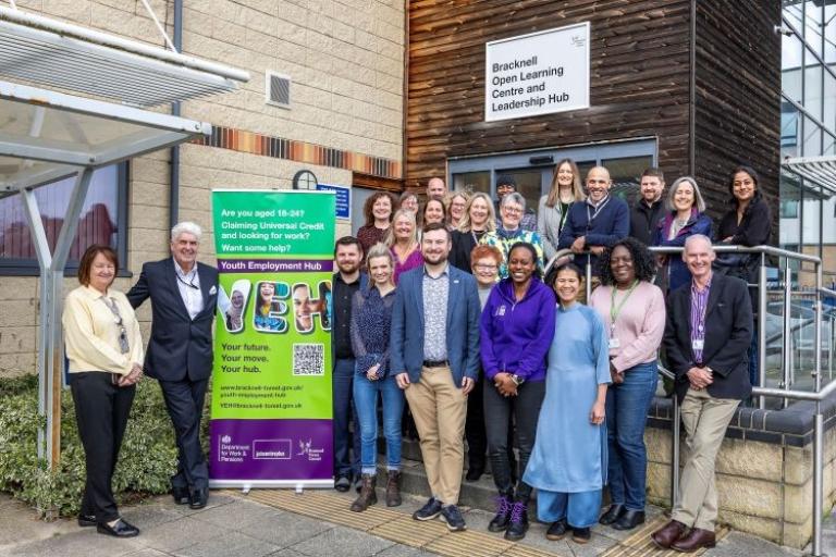 Group gathered for launch of the Youth Employment Hub