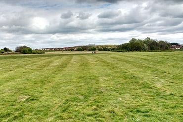 Peacock Meadows mown, with overcast sky