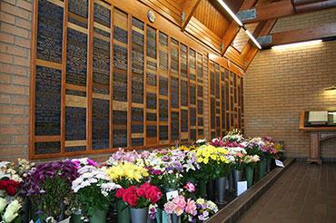 Leather panels in the Hall of Remembrance.