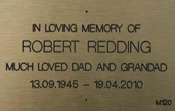 Rose tree memorial plaque.