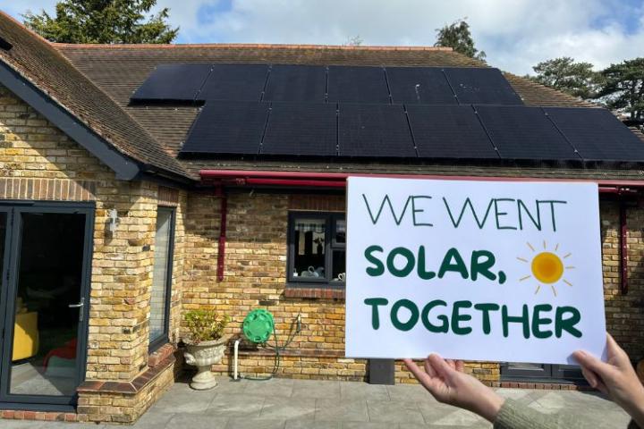 House with solar panels on roof