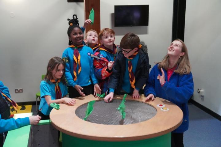 Group of scouts looking up