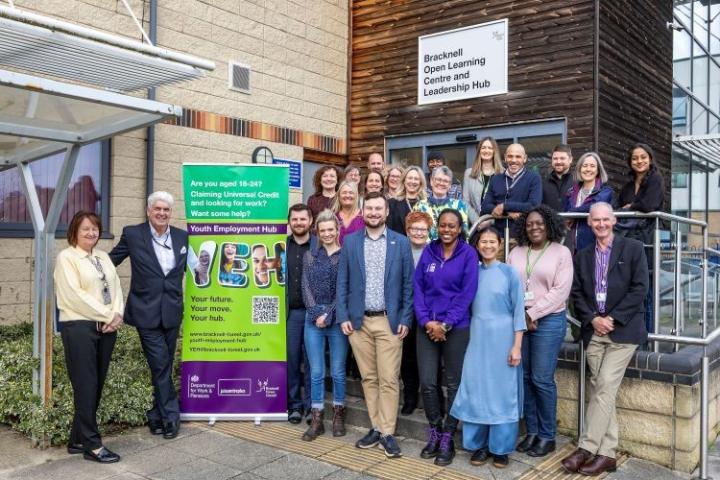 Group gathered for launch of the Youth Employment Hub