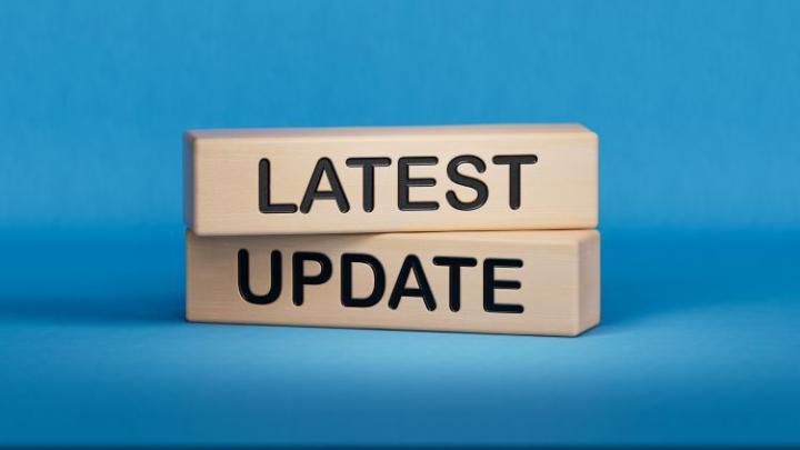 wooden blocks reading latest update