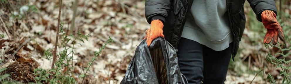 man litter picking