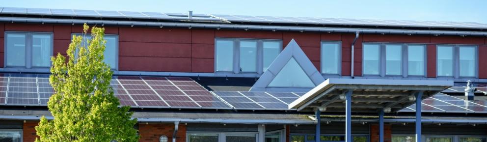 Solar panels on a school roof