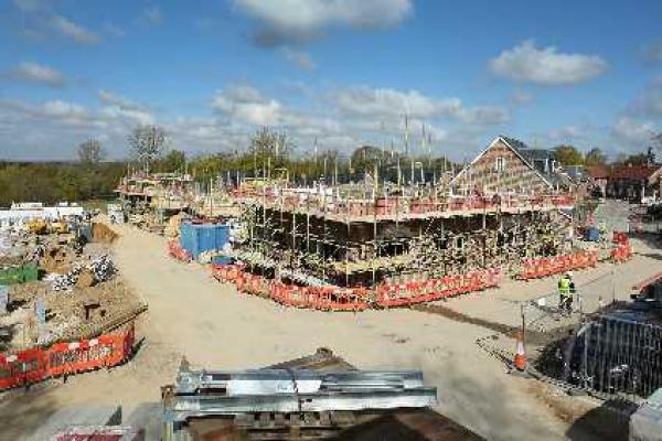 Building site with scaffolding